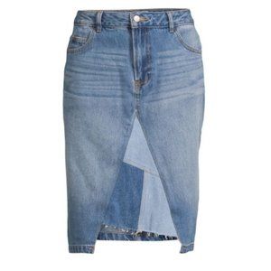 Time and Tru Women’s 100% Cotton Patchwork Denim Skirt SIZE 20